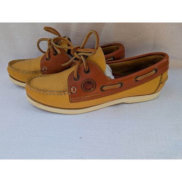 Vintage Dooney & Bourke Leather Loafers Flats Boat Lace Shoes Sz 7M Women's 90s - Picture 1 of 7